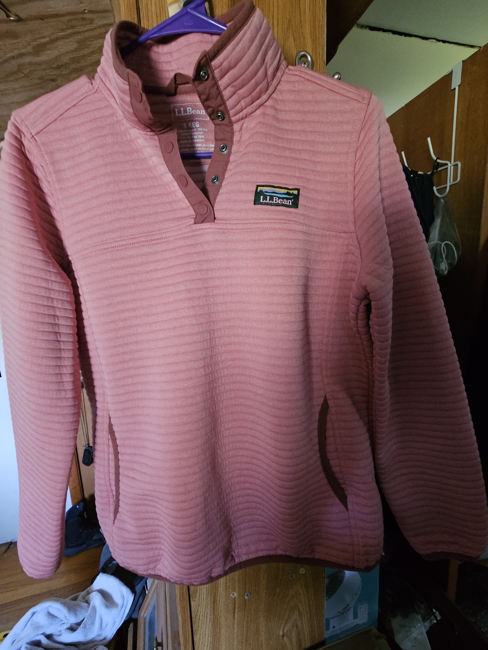 L.L.Bean Pink Quilted Snap Pullover